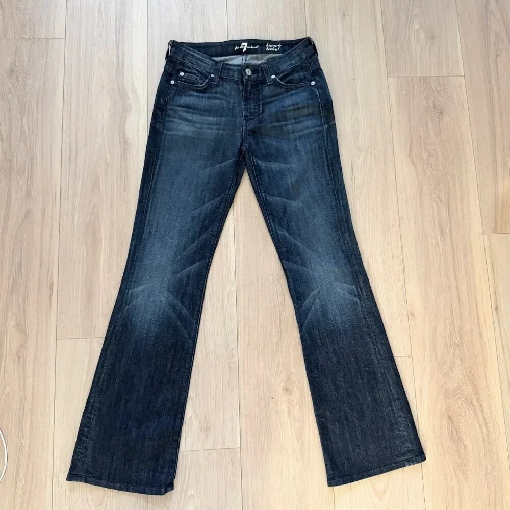 7 For All Mankind Kimmie Bootcut Jeans Women's 26 Dark Wash Stretch USA Classic - Picture 2 of 9